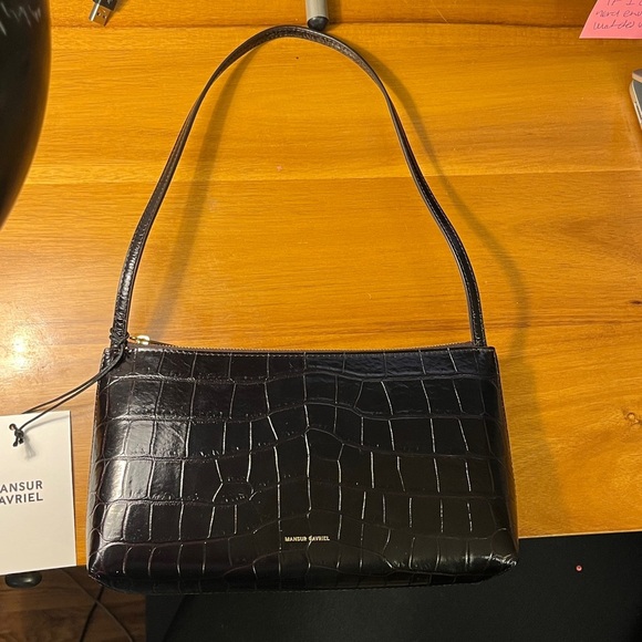 Mansur Gavriel Gaia Shoulder Bag Chocolate Croc NWT - Picture 6 of 8